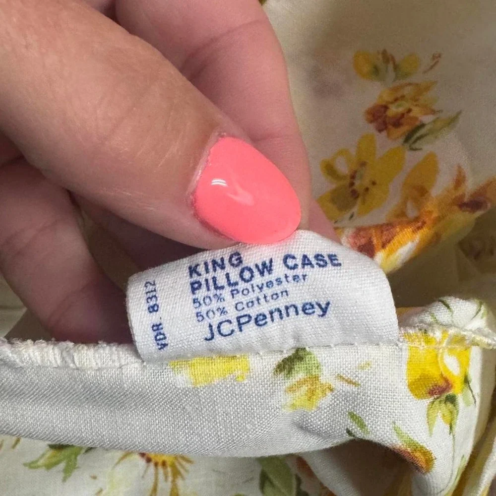 Vintage jc penny fashion manor yellow rose king size pillowcase